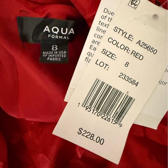 AQUA Formal Women’s Satin Open Back Gown A25650 Red Sz 8 - Picture 8 of 10